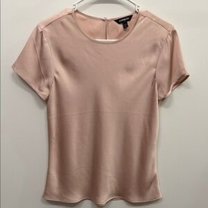 Express Blush Satin Short Sleeve Top - S